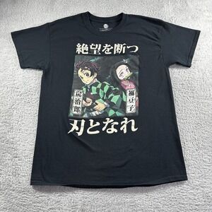 Demon‎ Slayer Tanjiro Nezuko Shirt Mens Large Black Anime Series Big Graphic